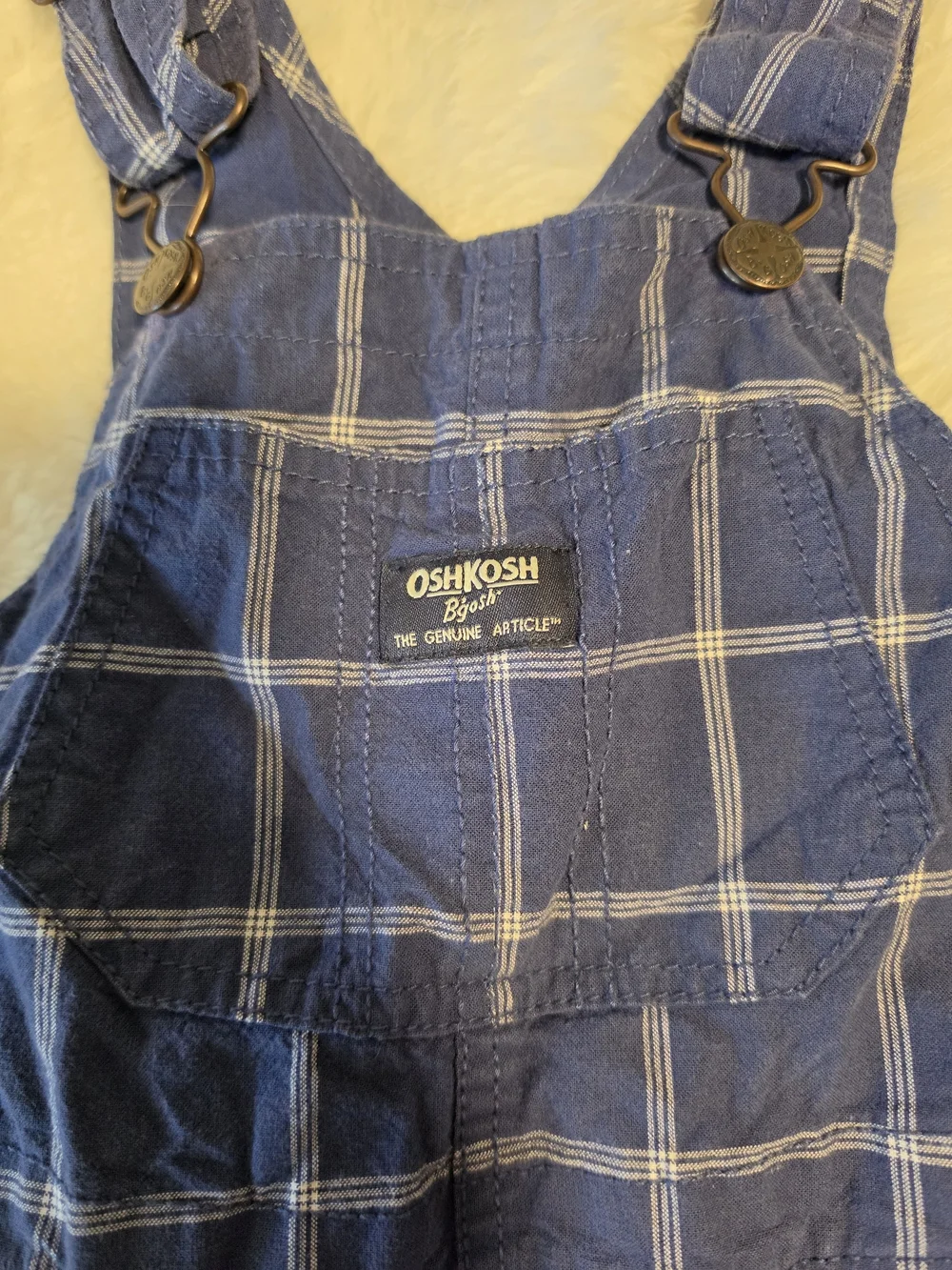 OshKosh B'gosh Navy Plaid Kids Overall Shorts